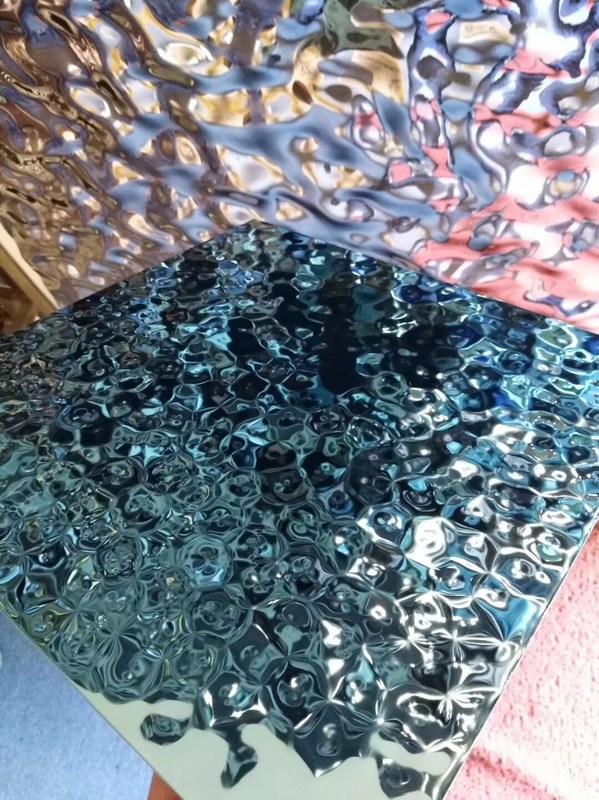Blue Water Ripple Stainless Steel Decorative Plate Custom Shaped Metal